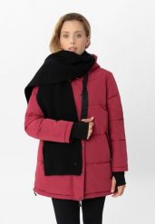 Długi szal z wełną H-VELVET. Czarne szaliki i chusty damskie Volcano, na zimę, bez wzorów, z dzianiny, eleganckie. Za 89.99 zł.