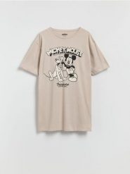 Koszula nocna Mickey Mouse - beżowy. Brązowe koszule nocne damskie Reserved, l, bez wzorów, z bawełny. Za 59.99 zł.