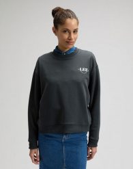 DAMSKA BLUZA LEE LOGO CREW SWS WASHED BLACK 112377768. Czarne bluzy damskie Lee, s, bez wzorów, bez kaptura. Za 139.99 zł.