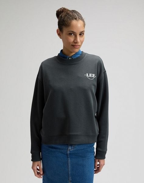 DAMSKA BLUZA LEE LOGO CREW SWS WASHED BLACK 112377768. Czarne bluzy damskie Lee, s, bez wzorów, bez kaptura. Za 139.99 zł.