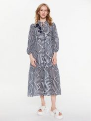 MAX&Co. Sukienka codzienna Renzo 72212023 Granatowy Regular Fit. Niebieskie sukienki damskie MAX&Co., na co dzień, bez wzorów, z bawełny, bez kołnierzyka, bez ramiączek, proste. Za 1,579.00 zł.