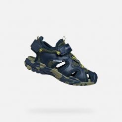 Sandały GEOX J BOREALIS B Niebieski. Niebieskie sandały męskie Geox, z syntetyku, bez zapięcia. Za 236.99 zł.