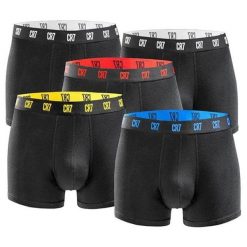 CR7 bokserki męskie 5-pack, kolorowy pas, rozmiar M. Czarne bokserki męskie CR7 Cristiano Ronaldo, m, bez wzorów. Za 253.99 zł.