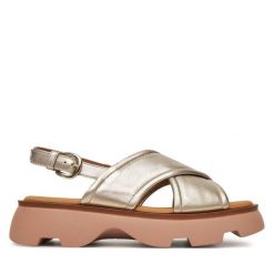 Sandały Gabor. Żółte sandały damskie Gabor, bez wzorów, bez obcasa, na koturnie, bez zapięcia. Za 459.99 zł.