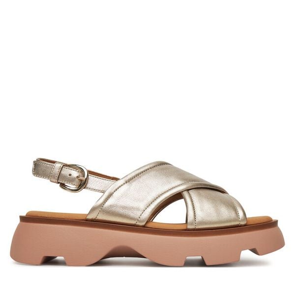 Sandały Gabor. Żółte sandały damskie Gabor, bez wzorów, bez obcasa, na koturnie, bez zapięcia. Za 459.99 zł.