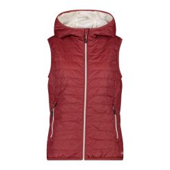 Kurtka bez rękawów z kapturem dla kobiet CMP. Czerwone kurtki sportowe damskie CMP, bez wzorów, z kapturem, narciarskie. Za 323.50 zł.