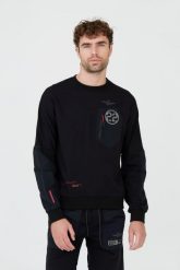 AERONAUTICA MILITARE Czarna bluza. Czarne bluzy męskie Aeronautica Militare, m, bez wzorów, bez kaptura. W wyprzedaży za 469.99 zł.