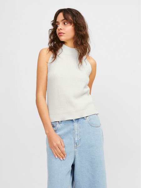 JJXX Bluzka Zitta 12226992 Biały Slim Fit. Białe bluzki damskie JJXX, l, bez wzorów, z bawełny, bez kołnierzyka, bez ramiączek. Za 99.99 zł.