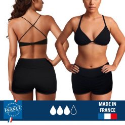 Menstruacyjne szorty kąpielowe – duża chłonność. Czarne szorty sportowe damskie PLIM UNDERWEAR, xl, bez wzorów, sportowe, do pływania. Za 179.99 zł.