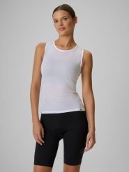 4F Potówka kolarska damska - biała M. Białe koszulki sportowe damskie 4f, m, bez wzorów, ze skóry, bez kołnierzyka, bez ramiączek, rowerowe. Za 99.99 zł.