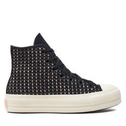 Trampki Converse. Czarne półbuty damskie Converse, bez wzorów, retro, bez zapięcia. Za 289.99 zł.