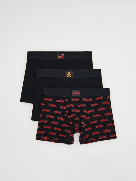 Świąteczne bokserki 3 pack - czarny. Czarne bokserki męskie Reserved, l, bez wzorów. Za 69.99 zł.