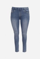 Niebieskie Jeansy Skinny z Gumką w Talii z Wysokim Stanem Neveara. Niebieskie jeansy damskie Born2be, z podwyższonym stanem. Za 64.99 zł.