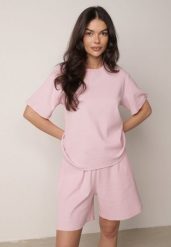 Różowe Bawełniane Szorty Dresowe w Drobne Paseczki Wiązane na Sznurki Loregune. Czerwone szorty damskie Born2be, l, bez wzorów, z bawełny, eleganckie. Za 59.99 zł.