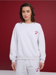 Bluza crewneck z haftem - Inny. Bluzy damskie Sinsay, l, bez wzorów, bez kaptura. Za 39.99 zł.