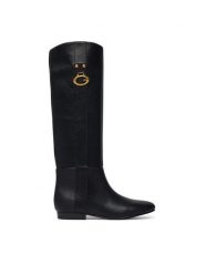 Guess Kozaki FLFANA ELE11 Czarny. Czarne kozaki damskie Guess, ze skóry, bez obcasa, na płaskiej podeszwie. Za 764.99 zł.