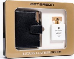 Peterson Zestaw Prezentowy: Skórzany Portfel Damski Na Zatrzask I Woda Perfumowana Velvet !. Portfele damskie Peterson, bez wzorów. Za 278.58 zł.