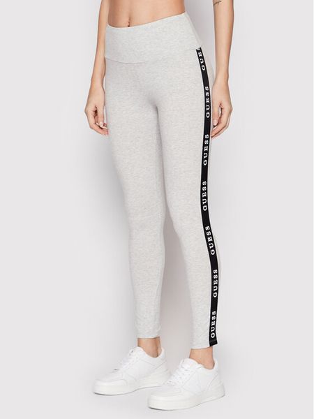 Guess Legginsy V2YB14 KABR0 Szary Slim Fit. Szare legginsy damskie Guess, xs, z aplikacjami, z bawełny. Za 129.99 zł.