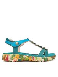 Laura Vita Sandały Sanao 54 Turkusowy. Niebieskie sandały damskie Laura Vita, bez wzorów, ze skóry, bez obcasa, na płaskiej podeszwie, bez zapięcia. Za 399.99 zł.