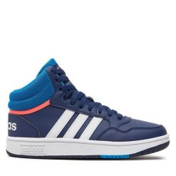 Sneakersy adidas. Niebieskie półbuty chłopięce Adidas, bez wzorów, bez zapięcia. Za 159.99 zł.