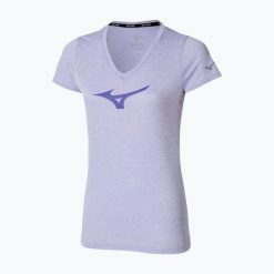 Koszulka do biegania damska Mizuno Core Runbird Tee. Niebieskie koszulki sportowe damskie Mizuno, l, bez wzorów, z materiału, bez kołnierzyka, bez ramiączek, do biegania. Za 109.99 zł.