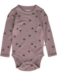 Body wełniany z długim rękawem dla niemowląt Hummel Mini. Fioletowe body niemowlęce Hummel, bez wzorów, z materiału, bez ramiączek. Za 130.50 zł.