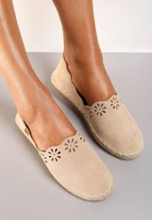 Beżowe Espadryle Mooch. Brązowe espadryle damskie Renee, z aplikacjami, bez obcasa, na płaskiej podeszwie, bez zapięcia. Za 64.99 zł.