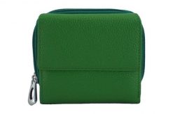 Portfel skórzany BARBERINI'S zielony D-485-38. Zielone portfele damskie Barberinis, bez wzorów, ze skóry. Za 151.99 zł.