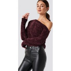 Rut&Circle Szenilowy sweter z odkrytymi ramionami - Purple. Swetry damskie marki Rut&Circle. Za 161.95 zł.