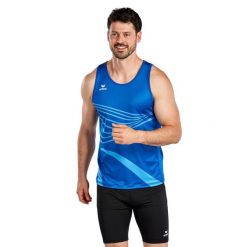 Tank top Erima Racing. Niebieskie koszulki sportowe męskie Erima, bez wzorów, z materiału, bez kołnierzyka, bez ramiączek, do biegania. Za 265.99 zł.