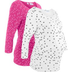 Shirt ciążowy z nadrukiem (2 szt.), bawełna organiczna bonprix fuksja - biały z nadrukiem. Bluzki damskie marki bonprix. Za 89.98 zł.