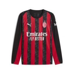 Męska koszulka domowa z długim rękawem AC Milan 25/26 PUMA. Czarne koszulki sportowe męskie Puma, l, bez wzorów, bez kołnierzyka, bez ramiączek, do piłki nożnej. Za 455.00 zł.