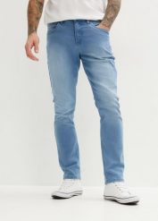 Lekkie jeansy slim fit, straight. Niebieskie jeansy męskie bonprix. Za 122.99 zł.