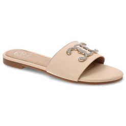 Beżowe Klapki Givana Eleganckie Buty Damskie. Brązowe klapki damskie Givana, bez wzorów, z materiału, boho, bez obcasa. Za 109.00 zł.