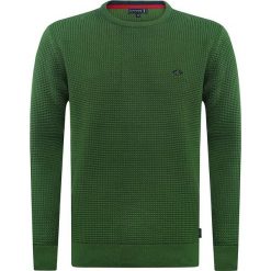 Sweter "Contest" w kolorze zielonym. Zielone swetry przez głowę męskie marki Sir Raymond Taylor, z haftami, z bawełny, z okrągłym kołnierzem. W wyprzedaży za 139.95 zł.