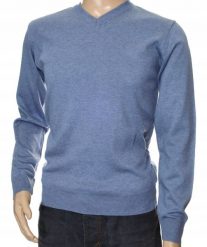 Sweter męski gładki wełniany w szpic z wełny XXL 2XL jeans niegryzący 1703. Bluzy męskie Selantino, m, bez wzorów, z jeansu, bez kaptura. Za 151.28 zł.