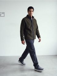 Bluza sherpa na zatrzaski z kontrastowymi detalami - khaki. Brązowe bluzy męskie Sinsay, l, bez wzorów, bez kaptura. Za 79.99 zł.