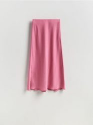 Spódnica midi - brudny róż. Czerwone spódnice damskie Reserved, l, bez wzorów, z tkaniny, midi, proste. Za 99.99 zł.