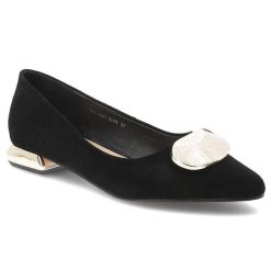 Czółenka damskie S.Barski, ze skóry naturalnej zamszowej ozdobna klamra niski obcas elegancki styl, czarne, MR61-9027. Czarne czółenka damskie S.BARSKI, z aplikacjami, ze skóry, biznesowe, bez obcasa, na obcasie, bez zapięcia. Za 279.00 zł.