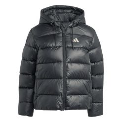 Kurtka puchowa z kapturem dla kobiet adidas Essentials Climawarm. Czarne kurtki damskie Adidas, bez wzorów, z puchu, z kapturem. Za 395.20 zł.