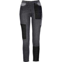Dżinsy ze stretchem 7/8 patchworkowe bonprix szary denim. Szare jeansy damskie bonprix. Za 109.99 zł.