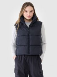 4F Bezrękawnik puchowy cropped z wypełnieniem syntetycznym damski - czarny XL. Czarne kurtki damskie 4f, xl, bez wzorów, z dzianiny, bez kaptura. W wyprzedaży za 139.99 zł.
