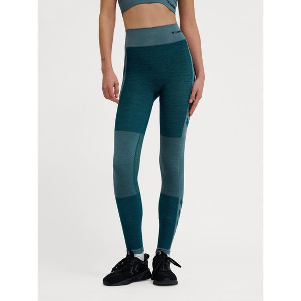 Damskie legginsy bezszwowe z wysokim stanem Hummel Clea. Niebieskie legginsy damskie Hummel, bez wzorów, z materiału, z podwyższonym stanem, na fitness i siłownię. Za 170.00 zł.