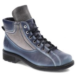 Granatowe Botki Maciejka Skórzane Ocieplane Buty. Niebieskie botki damskie Maciejka, na jesień, ze skóry, bez obcasa, na płaskiej podeszwie, bez zapięcia. Za 239.00 zł.
