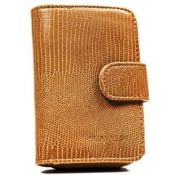 Brązowy portfel damski ze skóry ekologicznej z tłoczonym wzorem skóry krokodyla 4U Cavaldi A-030B-BL. Brązowe portfele damskie 4U Cavaldi, bez wzorów, ze skóry ekologicznej. Za 29.99 zł.