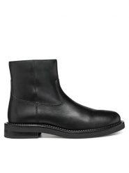 Geox Botki D Serilda D46WYB 00043 C9999 Czarny. Czarne botki damskie Geox, ze skóry, bez obcasa, na płaskiej podeszwie, bez zapięcia. Za 469.99 zł.