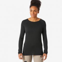 Koszulka z długim rękawem damska Simond MT500 merino. Czarne koszulki sportowe damskie SIMOND, l, bez wzorów, z materiału, sportowe, bez kołnierzyka. Za 229.99 zł.