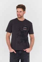 AERONAUTICA MILITARE Grafitowy t-shirt M.C. Szare t-shirty męskie Aeronautica Militare, l, bez wzorów, bez kołnierzyka. W wyprzedaży za 219.99 zł.