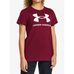Koszulka z nadrukiem damska Under Armour Live Sportstyle Graphic SSC. Czerwone koszulki sportowe damskie Under Armour, s, bez wzorów, sportowe, bez kołnierzyka. Za 69.99 zł.