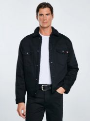 Kurtka męska jeansowa z futerkiem czarna Denver 915. Czarne płaszcze męskie Big Star, l, bez wzorów, z jeansu, eleganckie, bez kaptura. Za 499.99 zł.